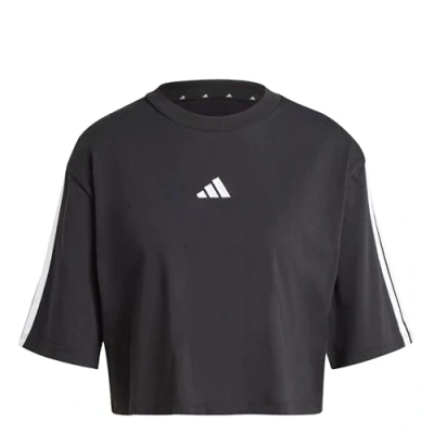 Abbildung von adidas Damen Essentials 3 Stripes Cotton Loose T Shirt, Black/White, XS