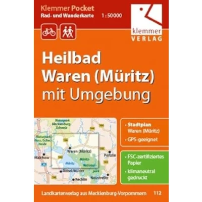 Abbildung von Klemmer Pocket Rad und Wanderkarte Heilbad Waren (Müritz) mit Umgebung: GPS geeignet, Touren Tipps auf der Rückseite, 1:50000