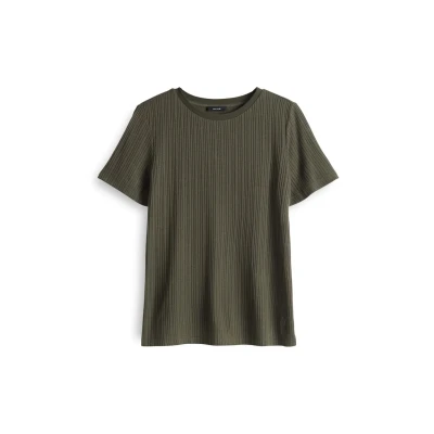 Abbildung von OPUS Regular FIT RIB Tshirt basic, Damen, Größe: 38, Olive leaf