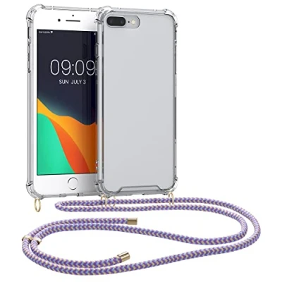 Abbildung von kwmobile Necklace Case kompatibel mit Apple iPhone 7 Plus/iPhone 8 Plus Hülle Silikon Cover Handykette Band Handyhülle Mauve Transparent