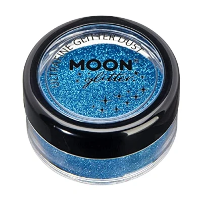 Abbildung von Klassischer ultrafeiner Glitter Staub von Moon 100% kosmetische Glitzer für Gesicht, Körper, Nägel, Haare und Lippen 5g Blau