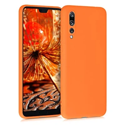 Abbildung von kwmobile Hülle kompatibel mit Huawei P20 Pro weiches TPU Silikon Case Cover geeignet für kabelloses Laden Fruity Orange