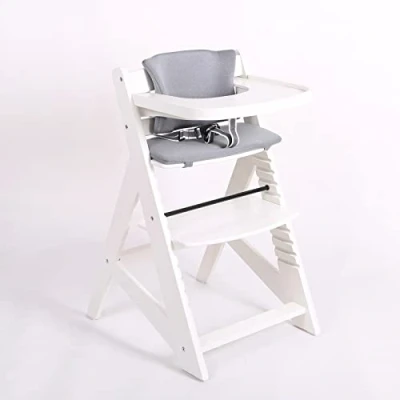 Abbildung von TIGGO Treppenhochstuhl Babyhochstuhl Kinderhochstuhl Kindertreppenhochstuhl Babystuhl Hochstuhl HC65510 01 Weiss/Grau