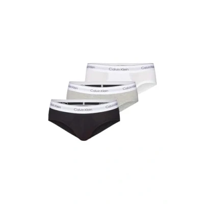 Abbildung von Calvin Klein Underwear Modern Stretch HIP Brief 3 PACK Slip, Herren, Größe: Small, Grey heather/white/black