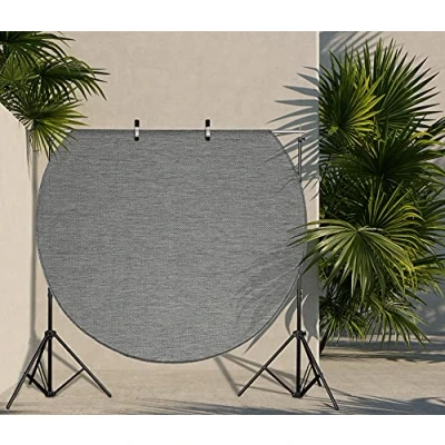Abbildung von the carpet Mistra robuster Teppich, modern, langlebig und pflegeleicht, In Outdoor, Wohnzimmer, ideal für Küche, Flur Wintergarten, flachgewebt, Anthrazit, 160 x cm Rund