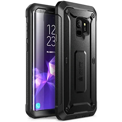 Abbildung von SUPCASE Samsung Galaxy S9 Hülle [Unicorn Beetle PRO] 360 Grad Handyhülle Outdoor Case Robust Schutzhülle Cover mit integriertem Displayschutz und Gürtelclip für 2018, Schwarz 5.8 Zoll