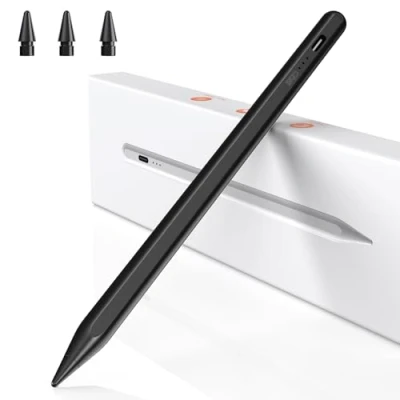 Abbildung von BAZO Stift für iPad Apple (2018 2024), Pencil 2. Generation mit Schnellladeleistung Palm Rejection Neigungssensitivität Stylus 6 10, Pro 11&#039;&#039;/12,9&#039;&#039;, Mini 6/5, Air 5/4/3 Schwarz