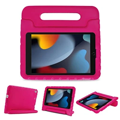 Abbildung von ProCase Kinder Hülle mit Kickstand für iPad 10.2 Zoll/iPad Pro 10.5 Air 3rd Zoll, Ultra Leicht Stoßfest Robust Kind Schutzhülle Umwandelbar Handgriff Handle Standfunktion Magenta
