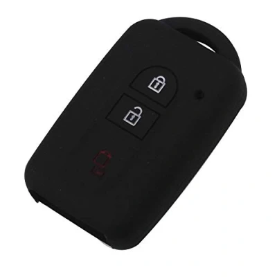 Abbildung von Happyit Silikon Autoschlüssel Kasten Abdeckung für Nissan Juke MICRA Qashqai X Trail NAVARA 3 Knöpfe (Schwarz)