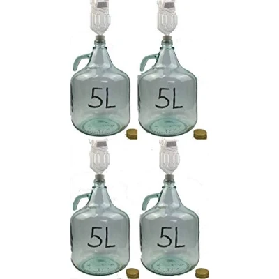 Abbildung von Unbekannt 4 x Set 5L Flasche + Stopfen Gärröhrchen Weinballon Gärballon Glasflasche Gärbehälter
