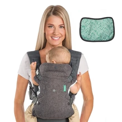 Abbildung von Infantino Flip Advanced 4 in 1 Trage mit Lätzchen ergonomisch, umwandelbar, der Vorderseite nach innen und außen gerichtet, für Neugeborene ältere Babys, 3,614,5 kg