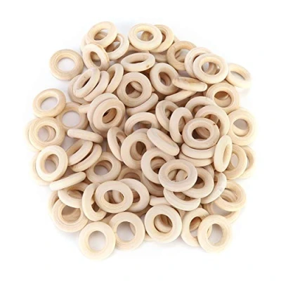 Abbildung von 100 Stücke 25mm Naturholz Ringe Glatte Unfertige Holz Kreise Für Handwerk Diy Baby Kinderkrankheiten Ring Anhänger Anschlüsse Schmuck Machen