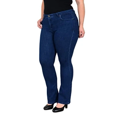 Abbildung von ESRA Jeans Damen Bootcut High Waist Stretch Schlaghose Jeanshose Flared Hose Schlagjeans bis Übergröße Plussize FB7