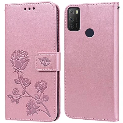 Abbildung von PKQTOP Hülle für Alcatel 1S 2021/3L 2021 Handyhülle,Klappbar Tasche Case,Standfunktion,Kartenfach,Silikon Bumper,Stoßfeste Schutzhülle Cover