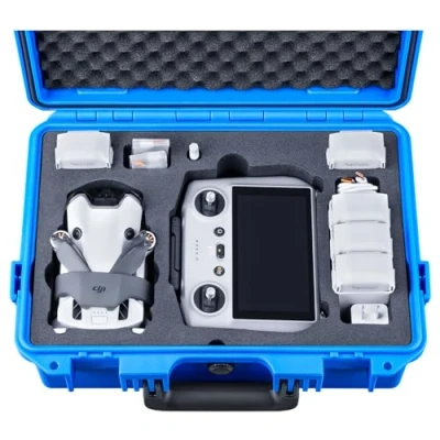 Abbildung von Lykus Titan MM410 Wasserdicht Tasche/Koffer/Case (Blau) für DJI Mini 4 Pro/Mini 3/Pro und RC 2/RC/RC N2/N1, Unterstützung 7 Akkus Gurt [NUR Koffer]