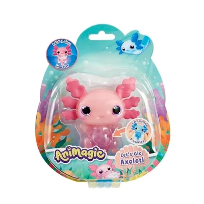 Abbildung von Animagic Let’s Glo Axolotl Rosa, Elektronisches &amp; Leuchtendes Haustier Kinder ab 4 Jahren, Sensorisches Spiel Taktile Erfahrung, Dehnbarer Körper, Kuscheltier DASS Schwimmt Leuchtet im Wasser
