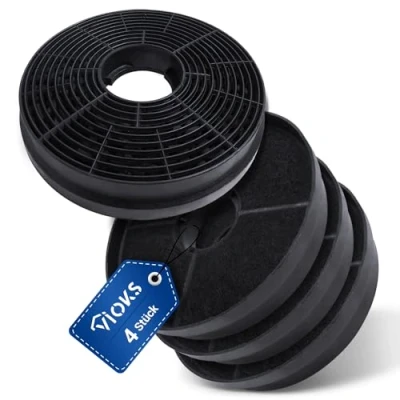 Abbildung von VIOKS Set 4x Kohlefilter Dunstabzugshaube Ersatz für Respekta MIZ0058 MIZ 0058 PKM CF130 Candy 49040890 35602288 49040117 352C66 Rund Filter Aktivkohlefilter Abzugshauben