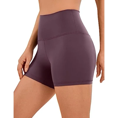 Abbildung von CRZ Yoga Naked Feeling Damen Kurze Leggings High Waist Blickdicht Fithess Shorts Radlerhose Sporthose 10cm Hellviolett 40