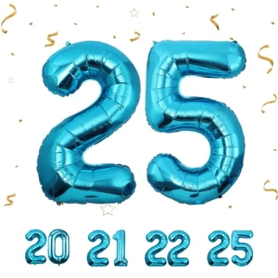 Abbildung von 25 Geburtstag Deko zahlen luftballon jahre Folienballon Blau für 25. Geburtstagsdeko Männer Frauen Ballon Zahl zum fliegt mit Helium 25.Geburtstagsparty 40&quot; 101cm