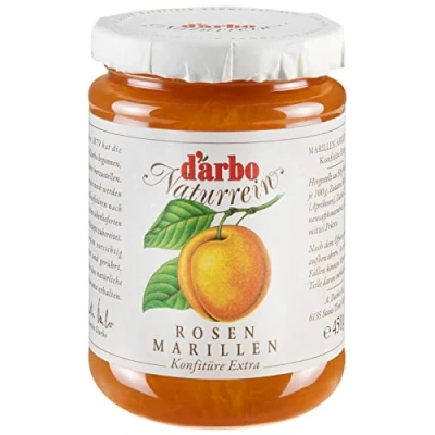Abbildung von Darbo Naturrein Marillen (Aprikosen) Konfitüre Extra 450 g Glas, ideal zum Frühstück aufs Brötchen als auch Veredeln von Desserts und Süßspeisen