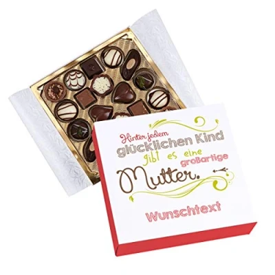 Abbildung von Herz &amp; Heim® Lindt Pralinen zum Muttertag Hinter jedem glücklichen Kind und eigener Widmung unter dem Spruch