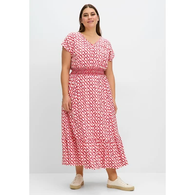 Abbildung von Sheego Sommerkleid Große Größen mit Smokbund und Grafikprint