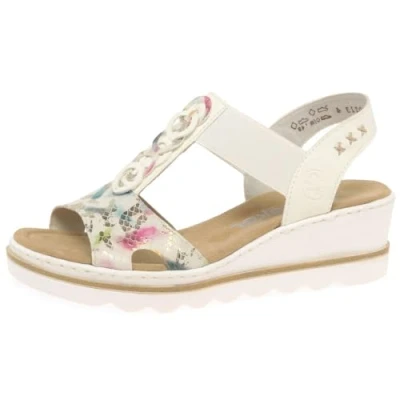 Abbildung von Rieker À Elastiques Keilsandalette, Damen, Größe: 37, Multicolor Schuhe