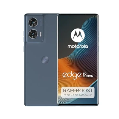Abbildung von Motorola edge50 Fusion Smartphone (6,7&quot; FHD+ pOLED Display, 50 MP Kamera, 8/256 GB, 5000 mAh, inkl. 68W Ladegerät, Android 14) Forest Blue, Schutzcover + Handyhalterung [Exklusiv bei Amazon]