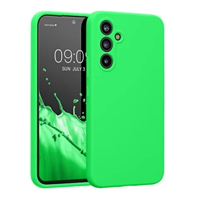 Abbildung von kwmobile Hülle kompatibel mit Samsung Galaxy A54 5G Case gummiert Silikon Handyhülle Schutzhülle Neon Grün