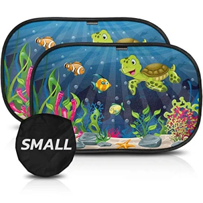 Abbildung von CARAMAZ Sonnenschutz small max 40x25cm Auto Baby mit UV Schutz extra dunkel 2 Stück selbsthaftende Sonnenblende Kinder Fenster