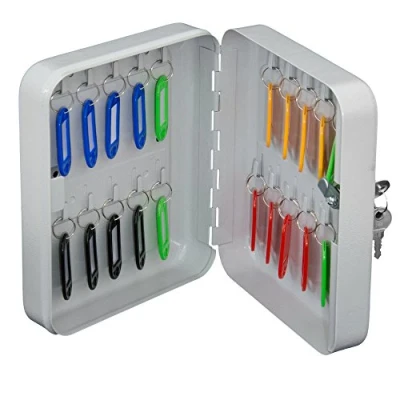 Abbildung von ARREGUI PLL20 Schlüsselschrank Schlüsselkasten Schlüsselbox aus lackiertem Stahl Abschließbar mit 20 Haken und Schlüsselschloss inkl. beschriftbare Schlüsselanhänger 20x16x6 cm Grau