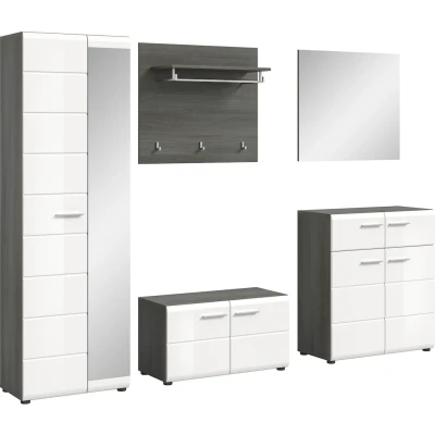 Abbildung von INOSIGN Garderoben Set &quot;Rumba, 5 teilig, Breite 250 cm, Hochglanz Front, bestehend aus:&quot;, (5 St.), Garderobenschrank, Sitzbank, Garderobenpaneel, Schuhschrank, Spiegel