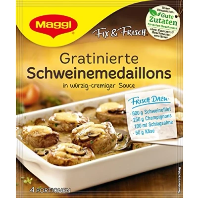 Abbildung von Maggi fix &amp; frisch, Gratinierte Schweinemedaillons, 42 g Beutel, ergibt 4 Portionen