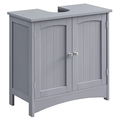 Abbildung von VASAGLE Waschbeckenunterschrank, Unterschrank, Waschtischunterschrank, Badezimmerschrank mit 2 Türen, verstellbare Ablage, viel Stauraum, Landhausstil, 30 x 60 cm, mystisches Grau BBC001P36
