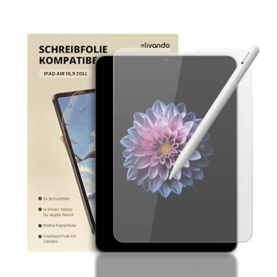 Abbildung von 2x Schutzfolie, Schreibfolie Kompatibel mit iPad Air 10,9 Zoll, Pro 12,9 1x Ersatz Spitze für Apple Pencil, Matte Papierfolie, Displayschutz Tablets (10,9 Zoll)