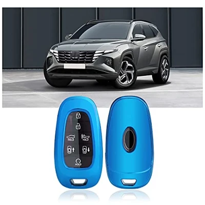 Abbildung von SHAOHAO Schlüssel Hülle Kompatibel mit Hyundai Tucson NX4 2021 2022 2023 2024,IONIQ 5 TPU Silikon Autoschlüssel Schlüsselhülle Autofernbedienungen Schutzhülle Cover schlüsselcover (Blau)