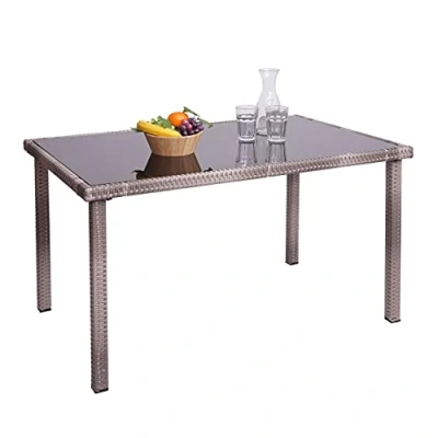 Abbildung von Mendler Poly Rattan Tisch HWC G19, Gartentisch Balkontisch, 120x75cm grau braun