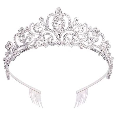 Abbildung von Didder Haarreif, mit Krone und Kamm, für Damen, Mädchen, Hochzeit, Abschlussball, Geburtstag, Party, Silber