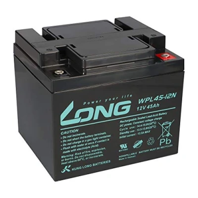 Abbildung von Kung Long 12V 45Ah WPL45 12N, Bleiakku Batterie, geeignet für Sicherheitstechnik, Brandmeldeanlagen, ELA Anlagen, USV, Telekommunikation, Notstromanlagen (45Ah)