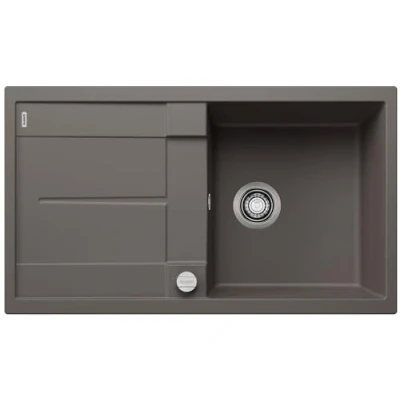 Abbildung von BLANCO METRA 5 S Granitspüle aus SILGRANIT vulkangrau Einbauart: Einbau von Oben reversibel für 50 cm breite Unterschränke Großes Becken Reinigungsfreundliche Öberfläche