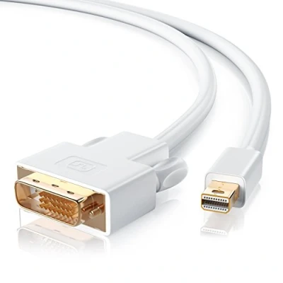 Abbildung von CSL Mini Displayport auf DVI Kabel 5m Full HD HDTV 1080p miniDP Dual Link 24 1 Kompatibel mit Thunderbolt und 2 Ports Surface weiß