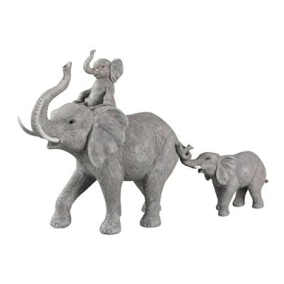 Abbildung von OLIFANT STAAND MET KIND OP RUG POLYRESIN GRIJS