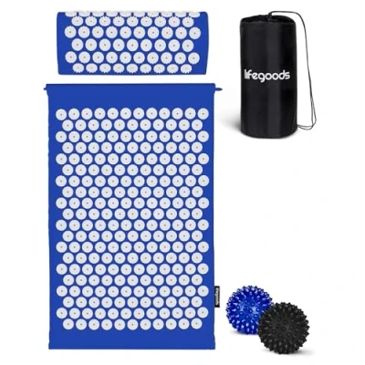 Abbildung von LifeGoods Akupressurmatte Mit Kissen Akkupressmatte Akkupressurmatte+ Akupressur Matte Akupunktur Massagematte Rücken Stachelmatte Fakirmatte Nagelmatte Acupressure Mat