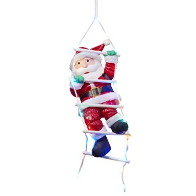 Abbildung von BONETTI LED Dekofigur &quot;Weihnachtsmann kletternd mit Leiter&quot;, 30 bunten LEDs, Weihnachtsdeko aussen