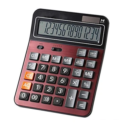 Abbildung von Mengshen Solarbatterie Tischrechner Großer Business Taschenrechner mit zwei Leistungsstufen und Standardfunktion 14 stelligem großem LCD Display Praktisch für Büro Zuhause (Gold)