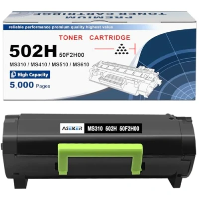 Abbildung von ASEKER 502H 50F2H00 Tonerkartusche Kompatibel für Lexmark MS310 MS310d MS310dn MS312dn MS315dn MS410d MS410dn MS415dn MS510dn MS610de MS610dn MS610dte MS610dtn Drucker 5000 Seiten (Schwarz*1)