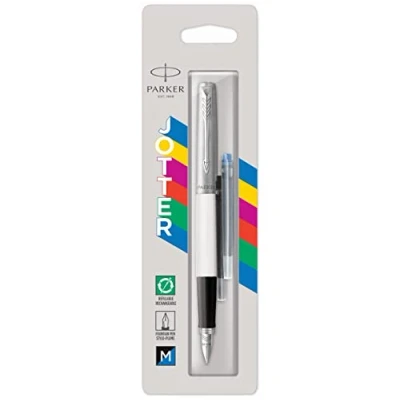 Abbildung von Parker Jotter Originals Füller Klassisches Weiß Füllfederhalter mit mittlerer Feder blaue Tinte