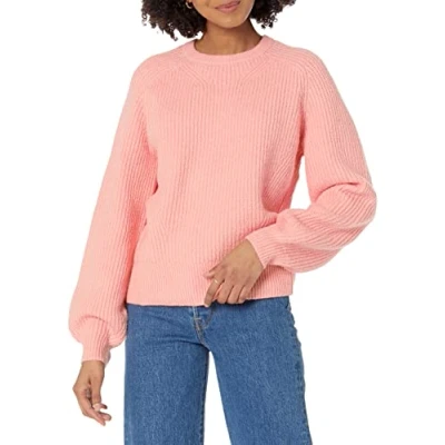 Abbildung von Amazon Essentials Damen Rippstrick Pullover mit Rundhalsausschnitt, Pfirsich, S