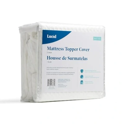 Abbildung von LUCID Matratzenauflage, weich, atmungsaktiv, maschinenwaschbar, mit Reißverschluss, Abnehmbarer, Rutschfester Bezug Mattress Topper Cover, Polyester, weiß, Twin XL