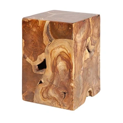 Abbildung von riess ambiente Beistelltisch SQUARE 30cm natur, Massivholz · Würfel Sitzhocker Handmade Teakholz